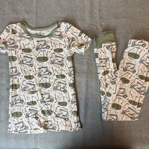 Caden Lane Bamboo Golf Cart Short Sleeve PJs Pajama Set Long Johns Size 7 8 Boys